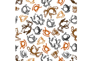 Coffee And Tea Cups Seamless Pattern