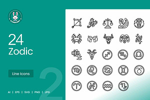 Zodiac Line Icons, an Icon by IconBunny