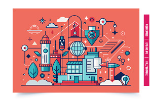 A colorful, line art illustration of, an Illustration by Tanuart