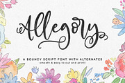 Allegory: a fun and bouncy script, a Script Font by Missy Meyer (Thumbnail 1 of 7)