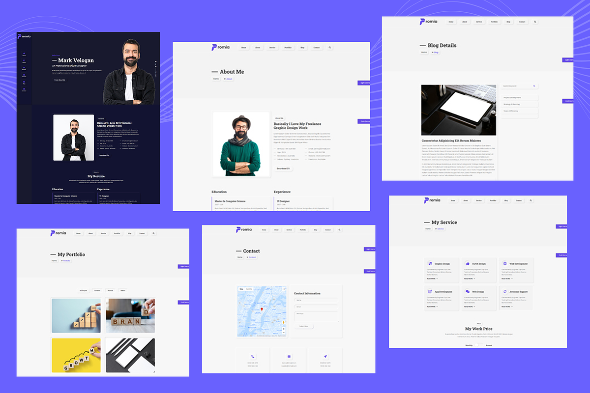 Promia- Personal Portfolio Template, a HTML Template by THESOFTKING (Photo 2 of 2)