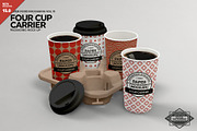4-Cup Carrier Packaging Mockup, a Cups & Container Mockup by INCDesign (Thumbnail 1 of 8)
