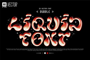 LIQUID LAVA 3D BUBBLE FONT VECTOR, a Handwritten Font by BonkiStudio