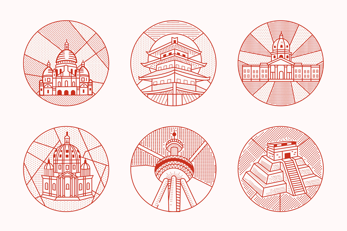 World Landmark Illustration Set, a Decorative Illustration by Brickclay (Photo 12 of 12)