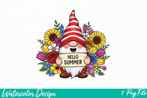 Summer Gnome Png, an Illustration by Watercolor design