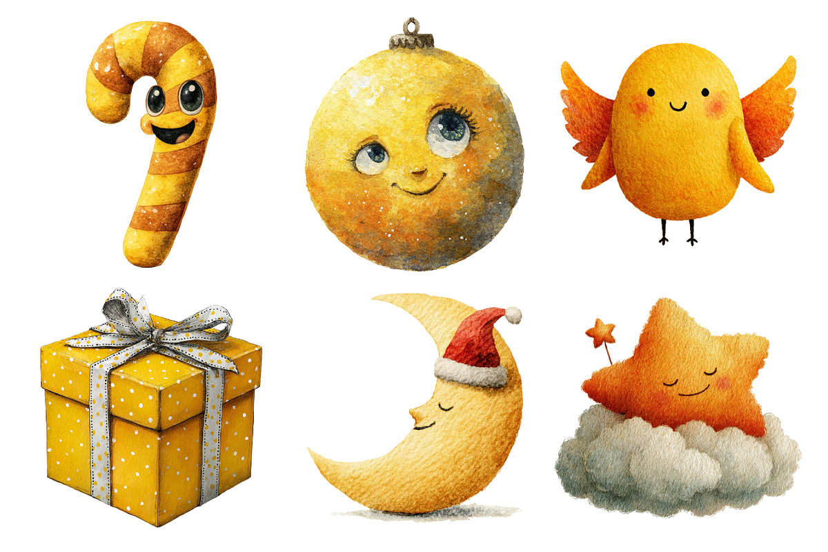 Cute Yellow Christmas Clipart, an Illustration by Daily.Designs (Photo 5 of 5)