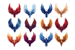 Phoenix birds logos cartoon vector, an Animal Illustration by Onyx