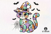 Patchwork Halloween Cat Png Witch Ca, an Illustration by Dream Creation (Thumbnail 1 of 5)