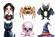 Watercolor Cartoon Goth Clipart, an Illustration by Craft Nest (Thumbnail 3 of 6)