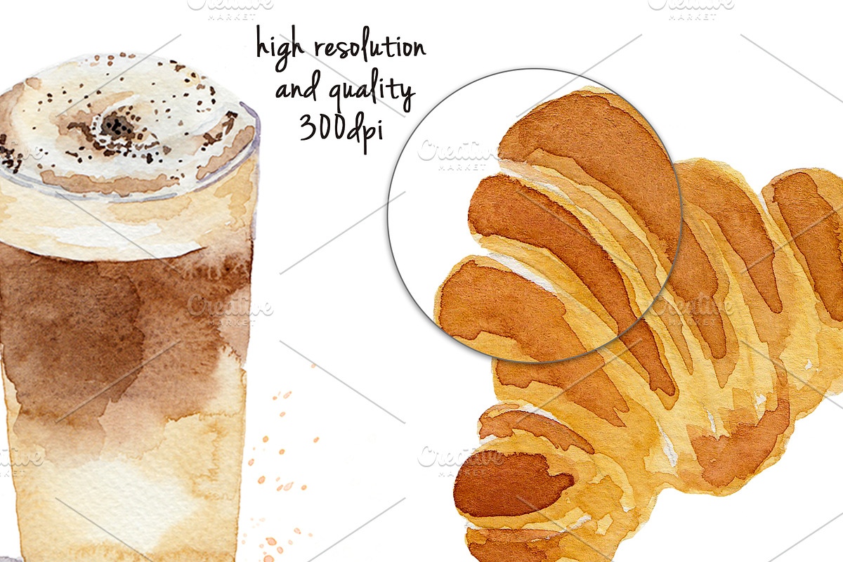 Watercolo Breakfast - Coffee Time, a Food Illustration by MaraquelaStudio (Photo 6 of 7)