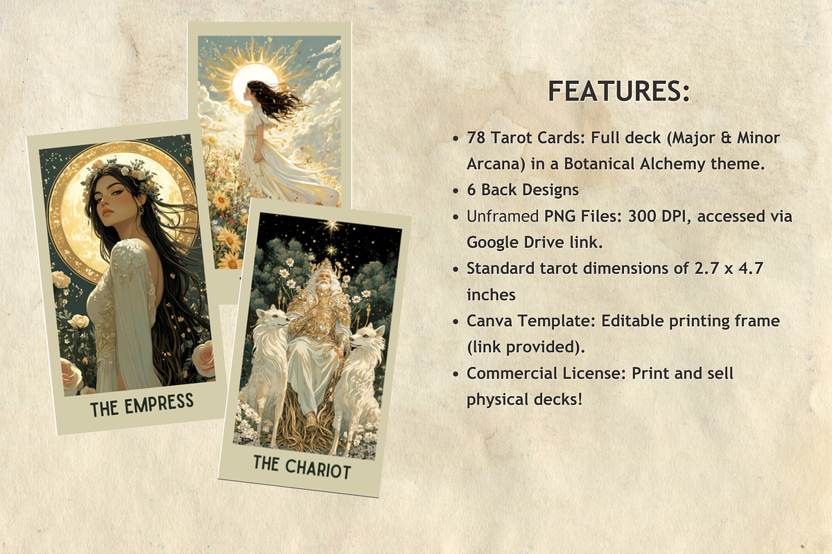 Printable Tarot Deck Botanical Theme, a Design Template by Mindful Digital Co. (Photo 3 of 10)