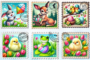 Easter Animals Postage Stamp Clipart, a Seasonal Illustration by Rose Art (Thumbnail 2 of 3)
