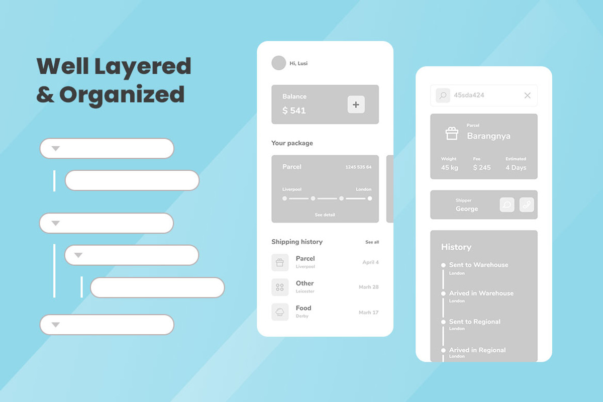 Shipping Service Wireframe Apps, a Wireframe Template by INSPR STD (Photo 4 of 6)
