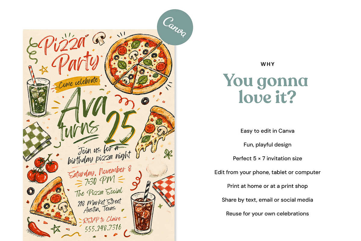 Hand Drawn Adult Birthday Invite, an Invitation Template by heynomi (Photo 6 of 20)