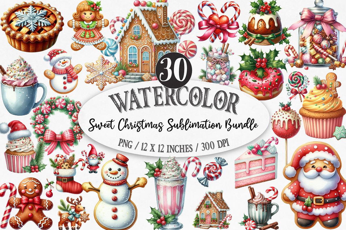 Sweet Christmas Sublimation Bundle, an Illustration by Designking (Photo 1 of 5)