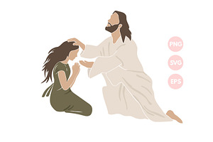 Jesus and Girl Christian vector