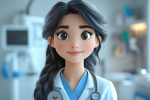 Young healthcare professional smilin, a Photo by Tanuart