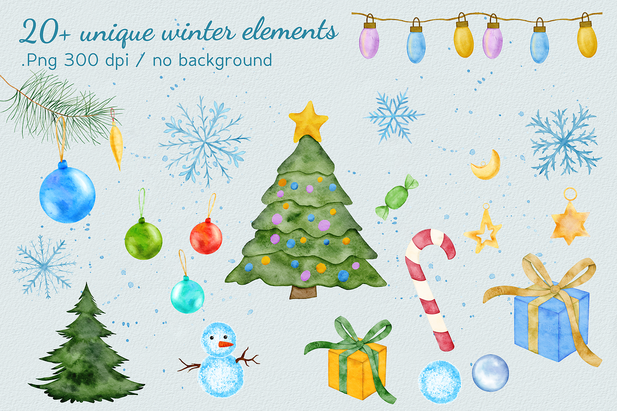 Penguin Winterland watercolor set, a Seasonal Illustration by Aurella Art (Photo 3 of 17)