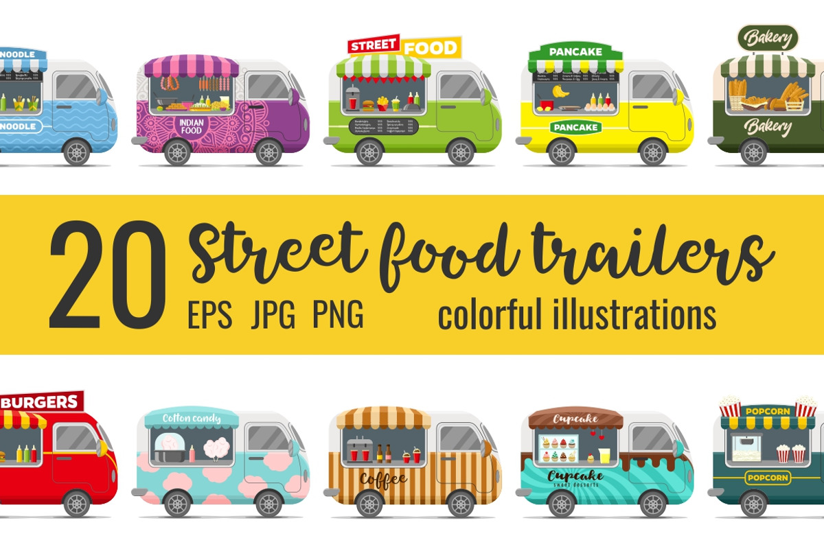 20 fast food street trailers, a Food Illustration by Primula`s shop (Photo 1 of 3)