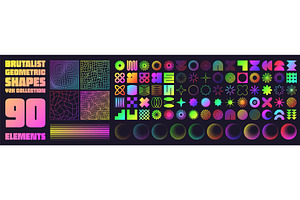 Brutalist geometric shapes, neon, an Illustration by 32pixels