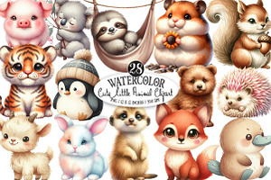 Cute Little Animal Clipart, an Illustration by Designking