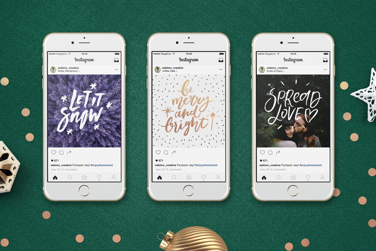 25 Christmas Insta Quotes + Extras, a Social Media Template by Ayya Studio (Photo 2 of 7)