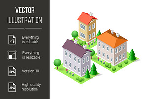 Isometric buildings, a Graphic by DvargShop