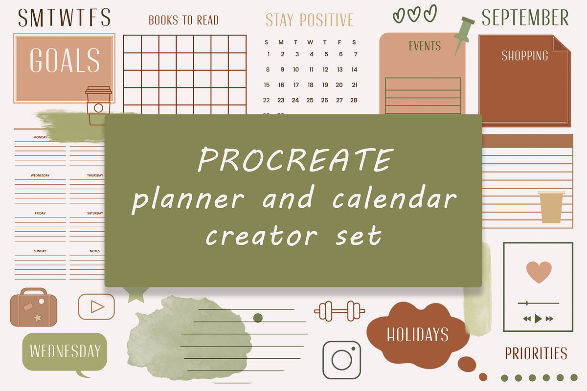 Procreate Planner, calendar creator, a Brush Add-On by Julia Right Studio (Photo 1 of 5)