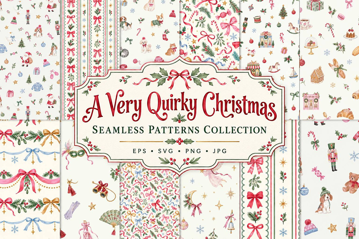 Quirky Christmas Patterns Bundle, a Pattern Graphic by Olya Creative (Photo 1 of 19)