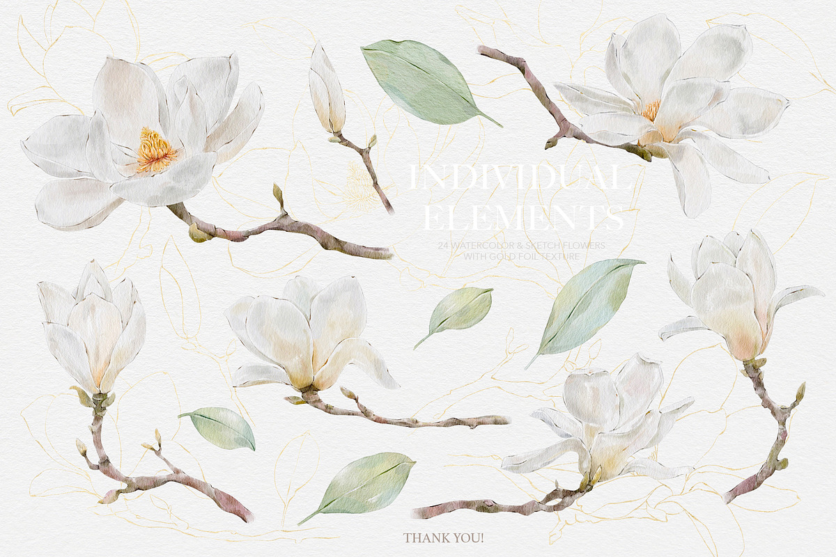 Watercolor White Magnolia Mijelo, a Pattern Graphic by Alisa Fimen Design (Photo 12 of 12)