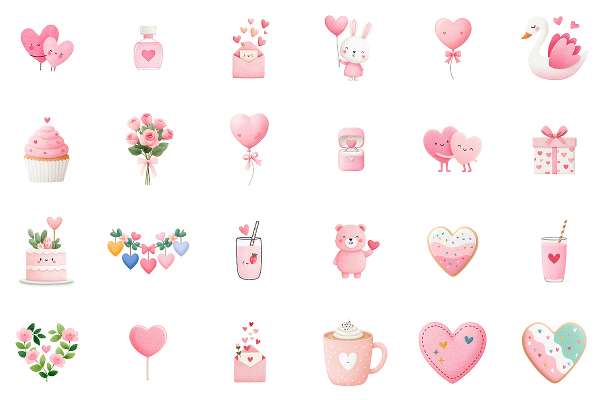Light Pink Valentine Clipart Set, an Illustration by Sublimation Artist (Photo 2 of 6)