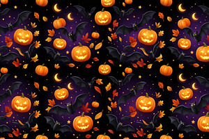 Halloween Pumpkins Bats Background