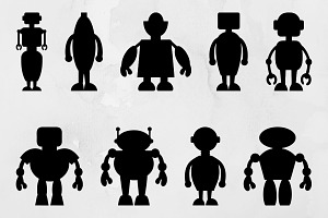 Steampunk Robot Silhouette SVG, a Technology Illustration by newminddesign