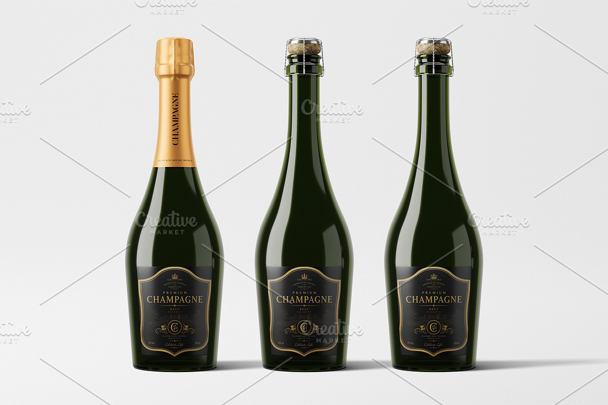 Champagne Bottle Mockup, a Packaging Mockup by Transly Graphics (Photo 2 of 2)