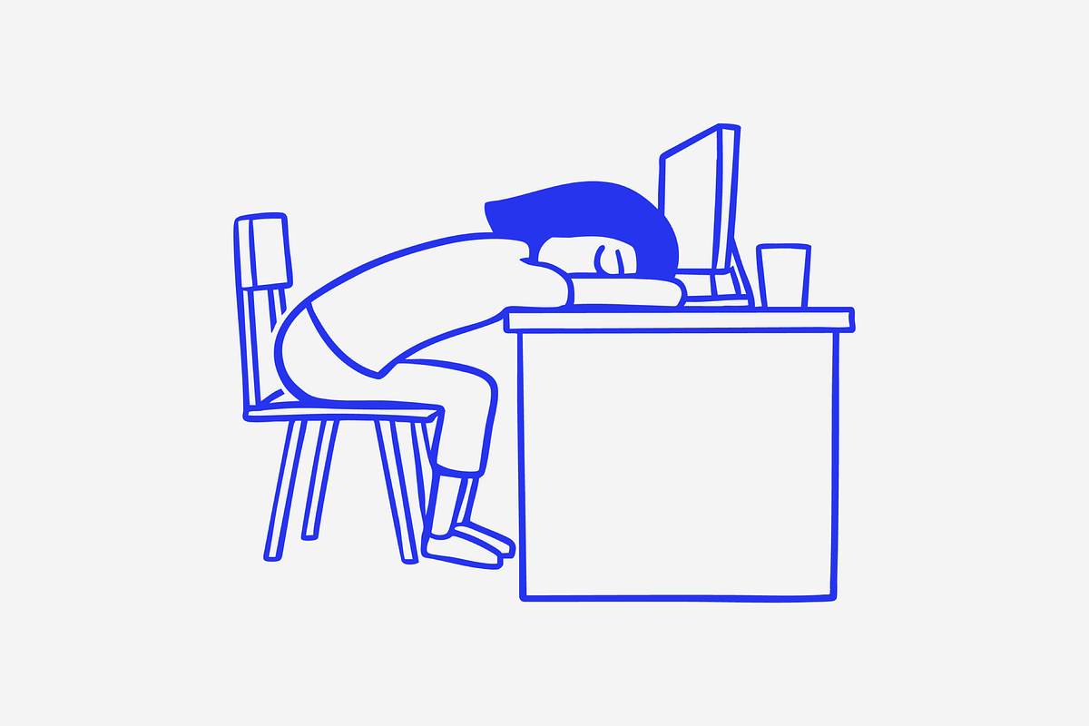 Tired Person Sleeping at Office Desk, an Illustration by Danil Polshin
