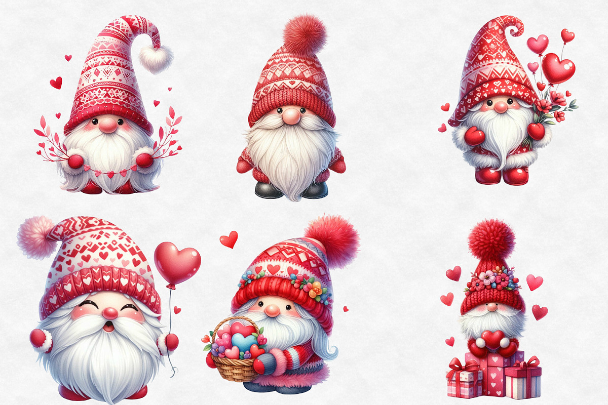 Sweet Valentine's Day Gnome Clipart, an Illustration by Designworld (Photo 3 of 6)
