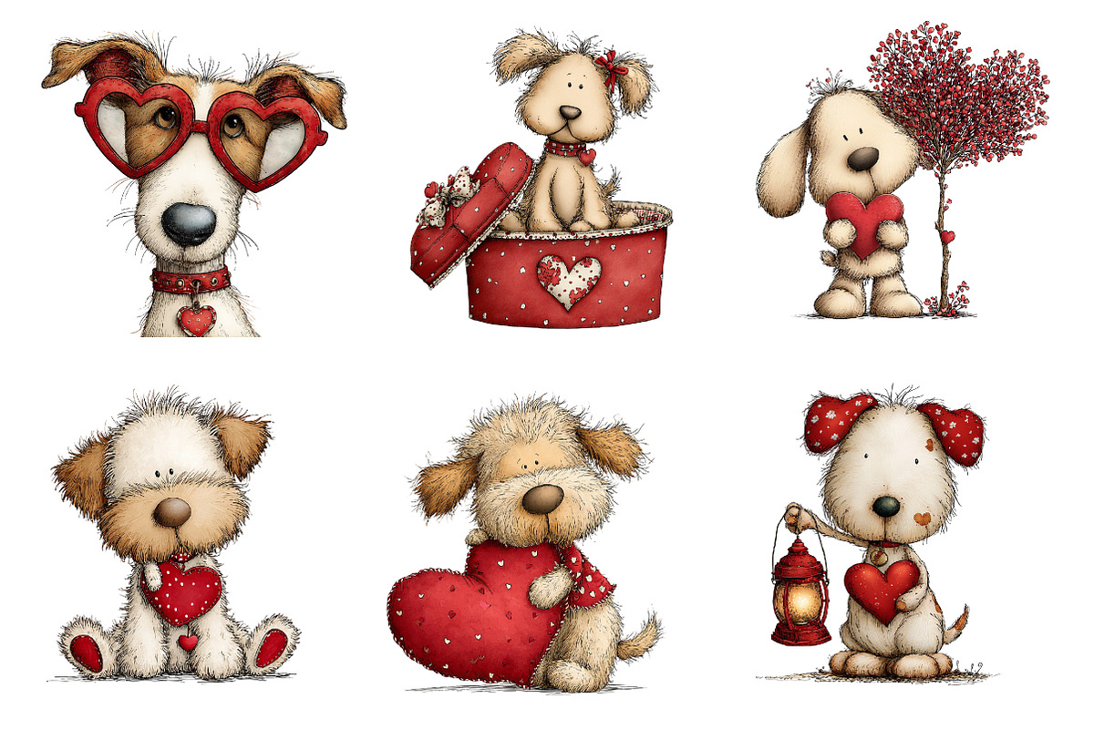 Quirky Valentines Dogs Clipart, an Illustration by Dream Creation (Photo 5 of 6)
