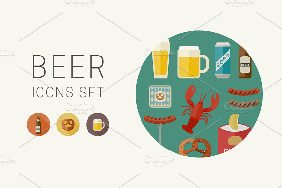 Beer And Snacks Icons