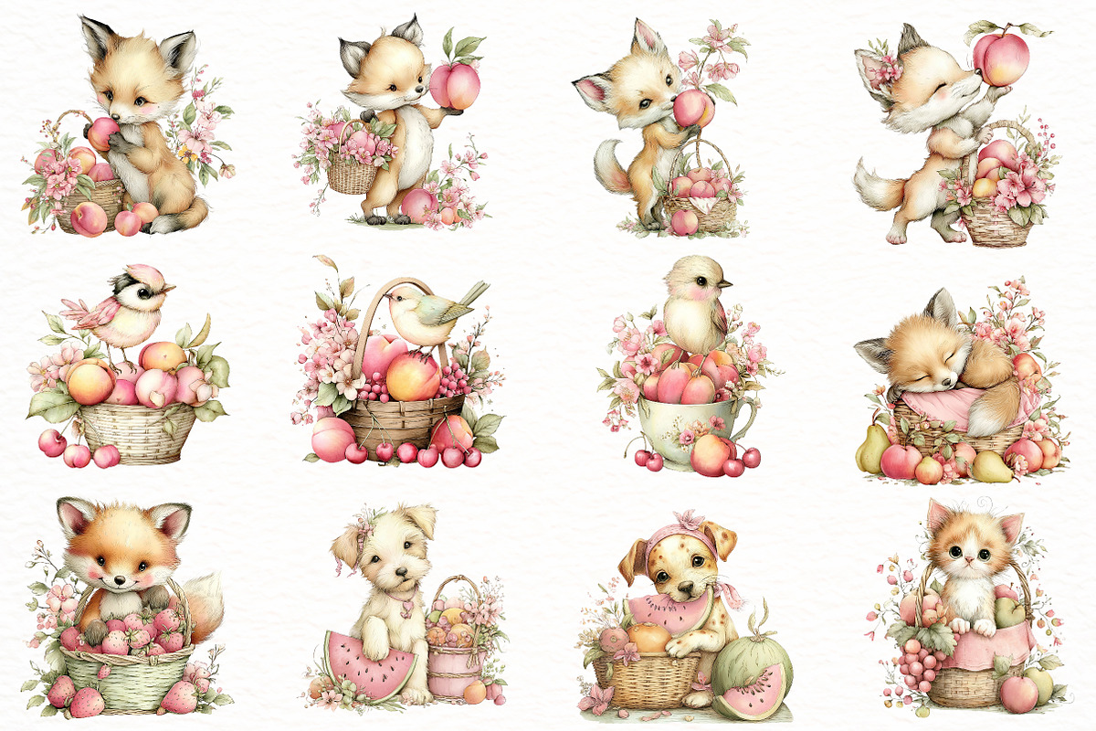Whimsical Summer Animals with Fruit, an Illustration by Designworld (Photo 2 of 8)