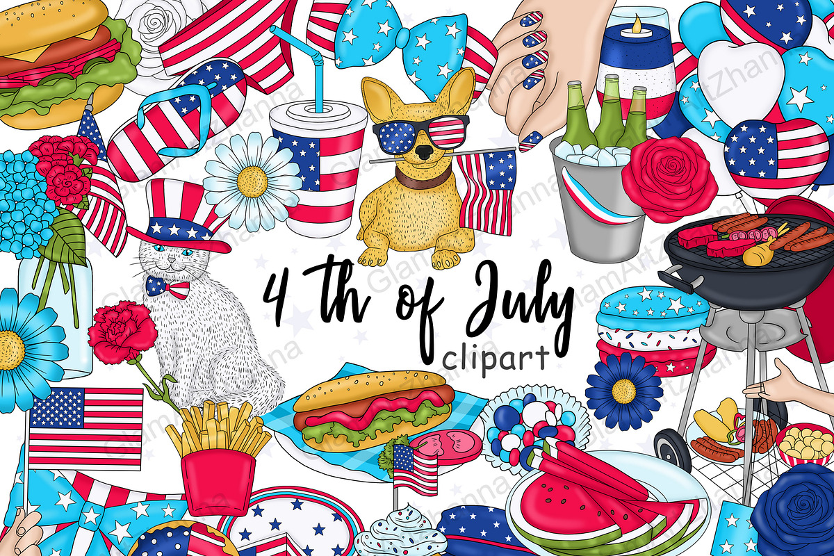 4th of July Clipart, a Seasonal Illustration by GlamArtZhanna (Photo 1 of 3)