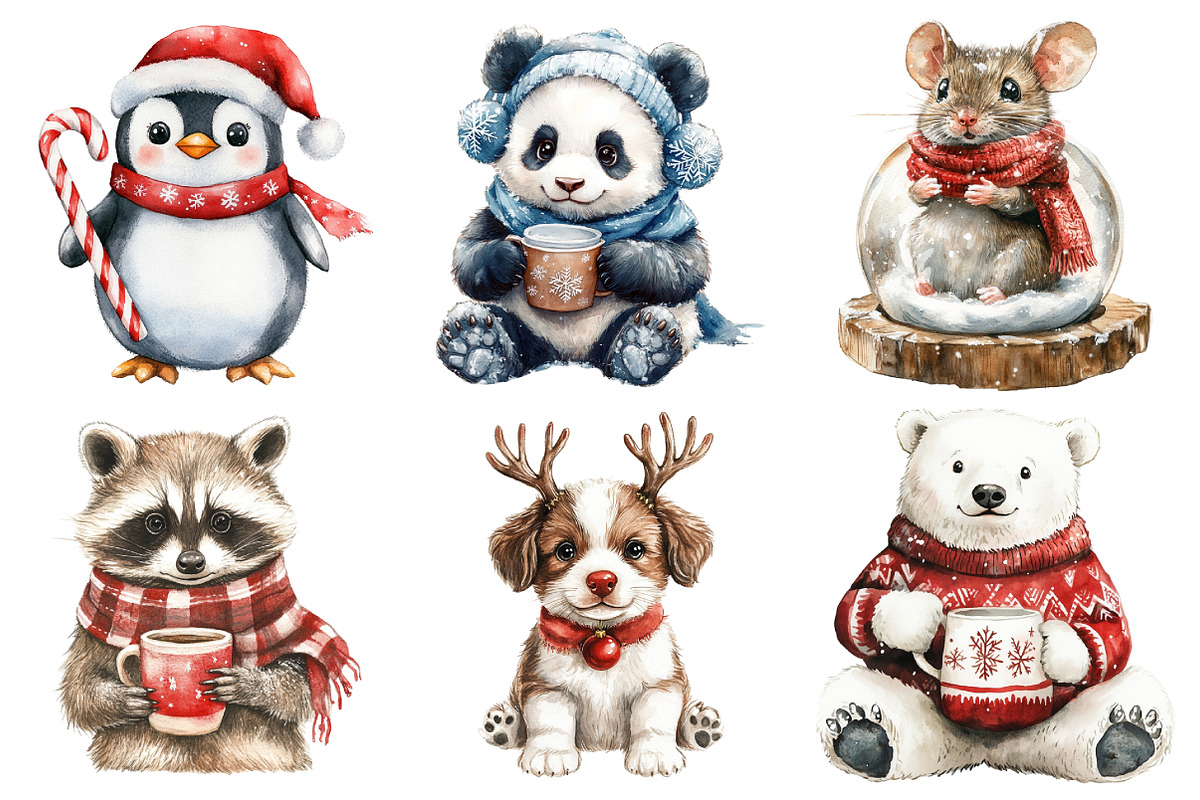 Christmas Animals Clipart, an Illustration by Daily.Designs (Photo 5 of 5)