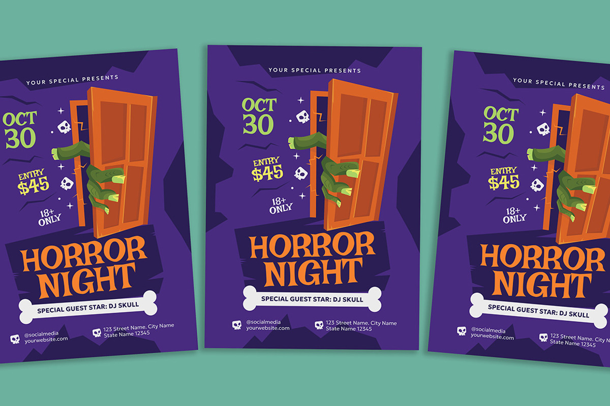 Halloween Horror Night Flyer, a Flyer Template by Gumico Studio. (Photo 1 of 3)