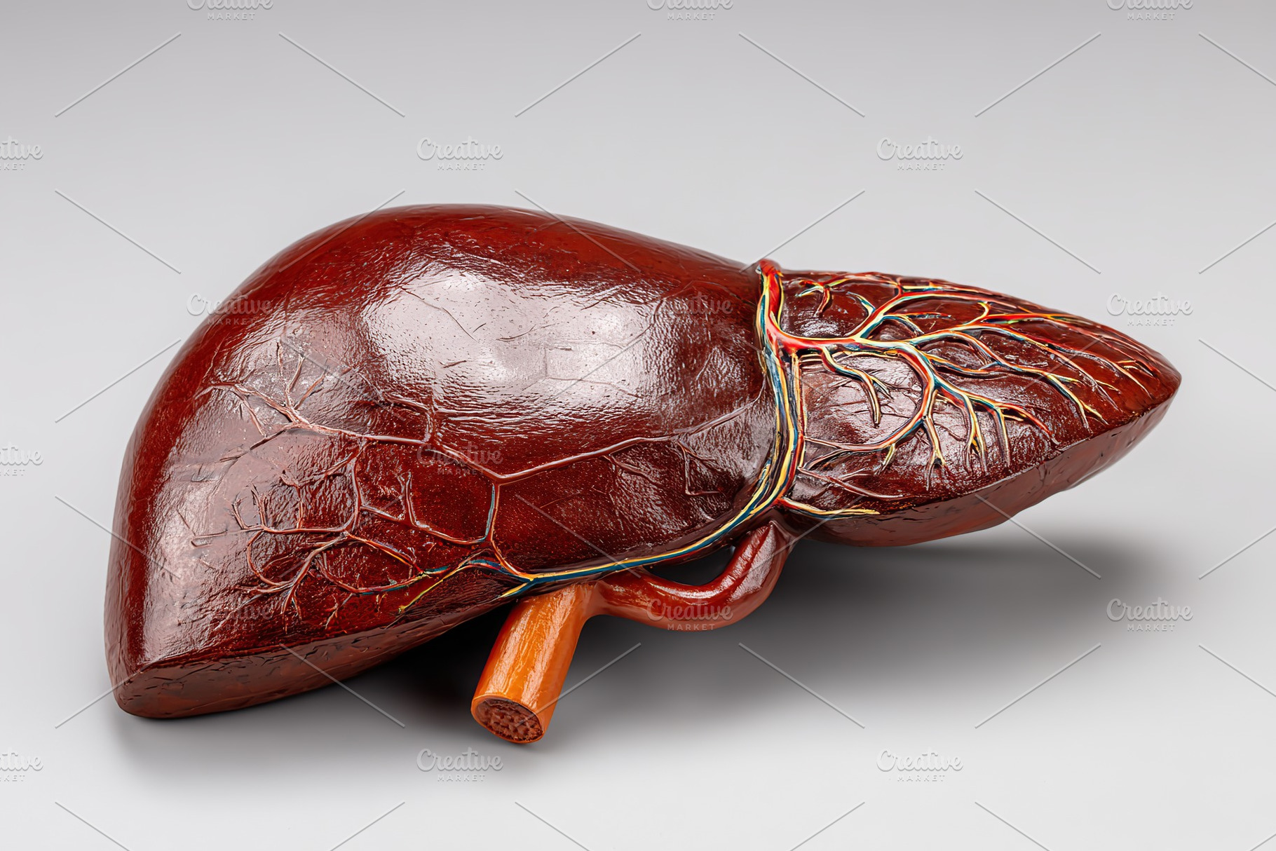 Smooth human liver model showing detailed anatomy and vascular structure for ed, a Photo by AlyaAnd