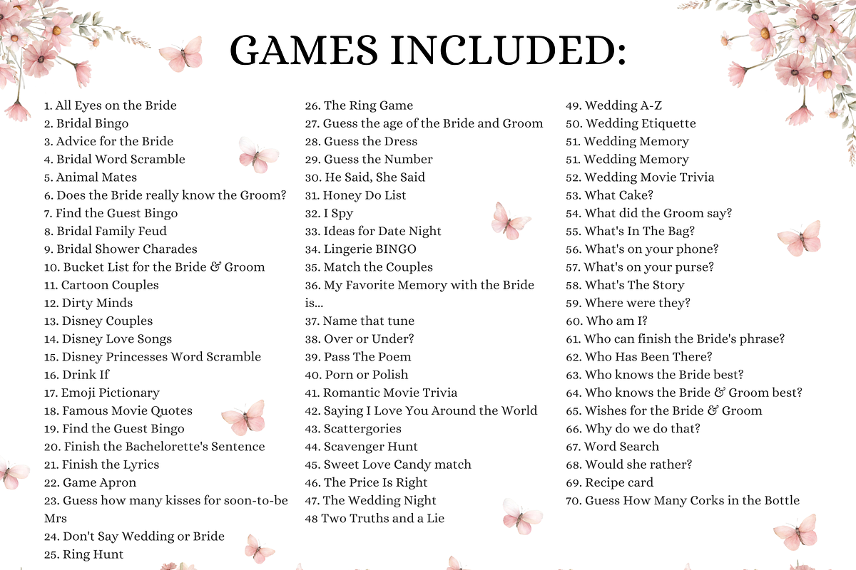 Butterfly Bridal Shower Game Bundle, an Invitation Template by Digital_Mind (Photo 3 of 9)