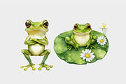 Watercolor Cute Frog Clipart, a Seasonal Illustration by Design Market (Thumbnail 5 of 5)