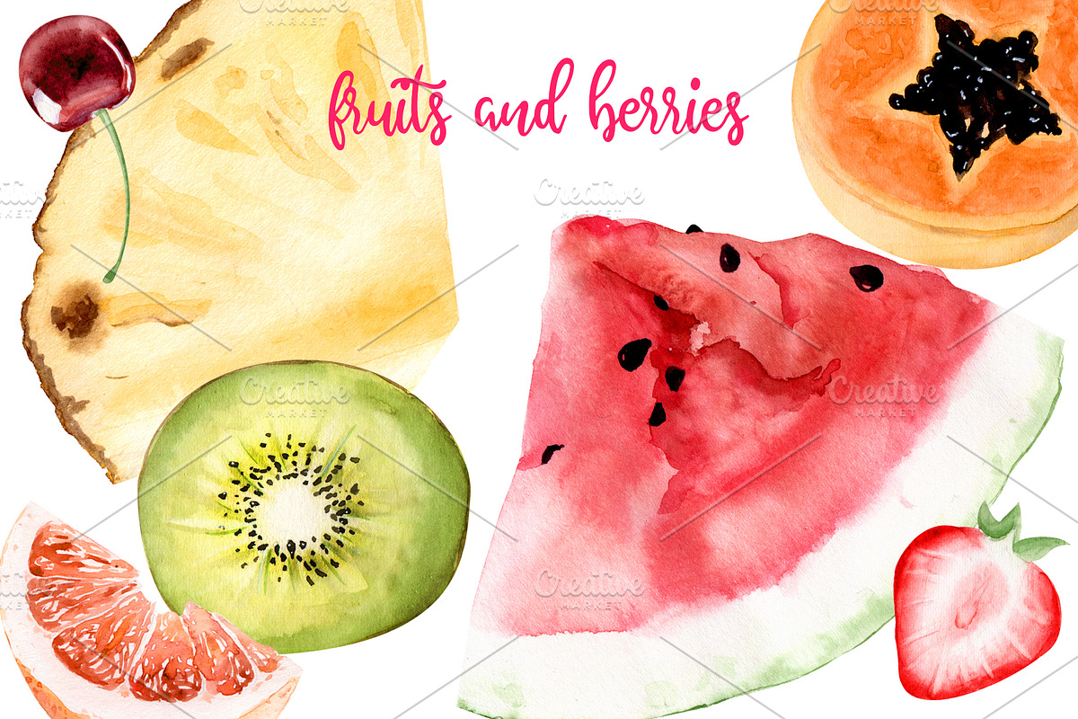 Summer Heat Watercolor Set Clipart, an Illustration by Sha1nee (Photo 2 of 5)