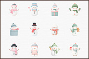 Watercolor Christmas Snowman Clipart, an Illustration by Sublimation Artist (Thumbnail 3 of 6)