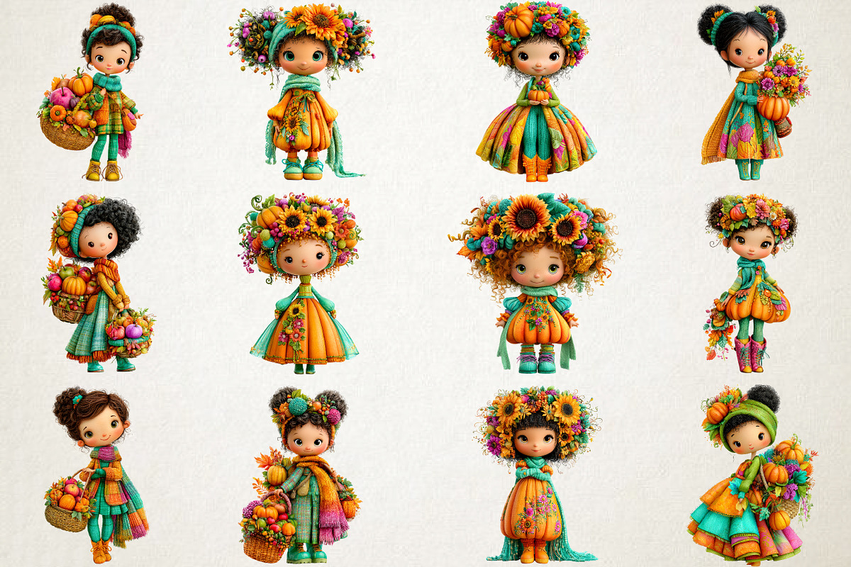 Cute Autumn Harvest Girl PNG Clipart, a Seasonal Illustration by RobertsArt (Photo 2 of 7)