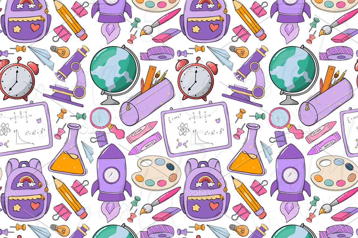 Back to School Seamless Pattern, a Pattern Graphic by Coastal 5 Designs (Photo 2 of 3)
