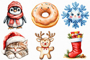 Cute Christmas Watercolor Clipart, an Illustration by Craft Nest (Thumbnail 2 of 6)